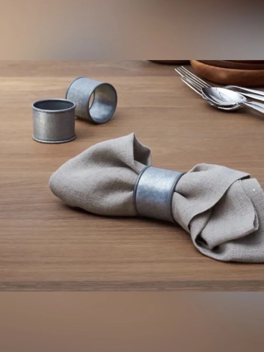 Crate and Barrel Galvanized Napkin Rings ~ ( Set Of 6 )